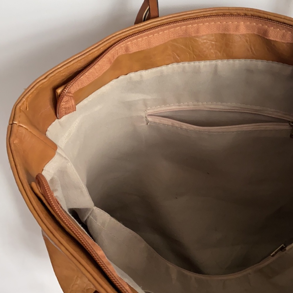 *BROWN* Weimeibaige Vegan Leather Tote Bag, Large - Picture 7 of 16